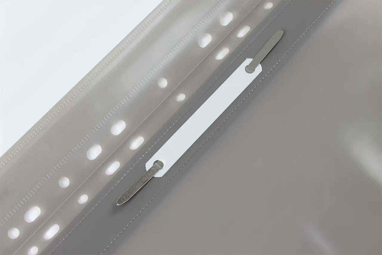 Швидкозшивач з прозорим верхом та  перфорацією, А4, сір. NORMA - фото 3