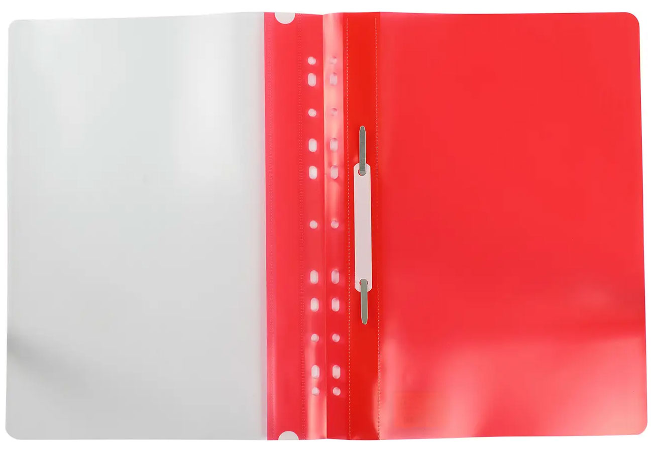 Швидкозшивач з прозорим верхом та перфорацією, А4, черв. NORMA - фото 2