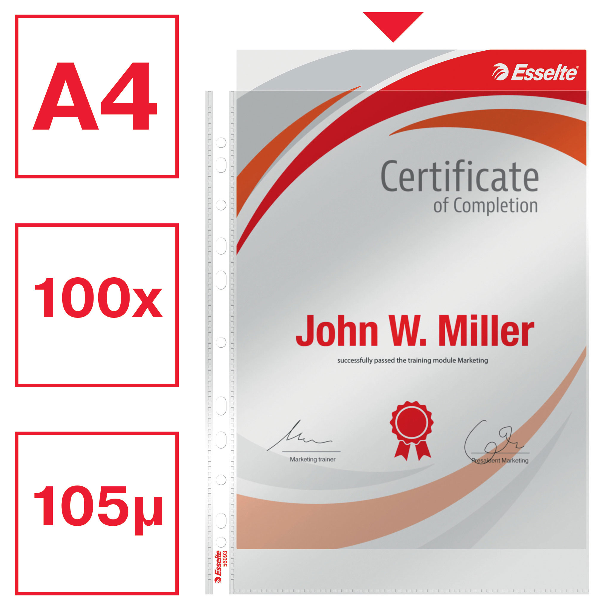 Файл Premium глянцевый А4, 105мкм., верхний разрез, 10шт./уп. Esselte - фото 4