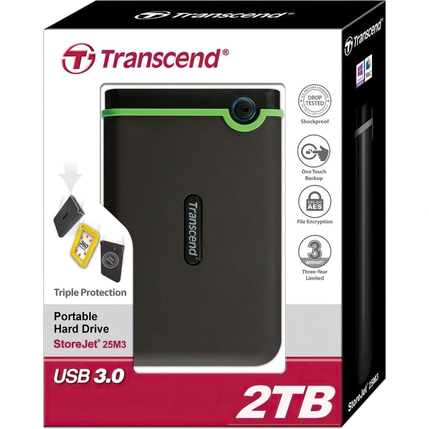 Внешний жесткий диск HDD USB 3.1 2Тб TS2TSJ25M3S Storejet 2.5