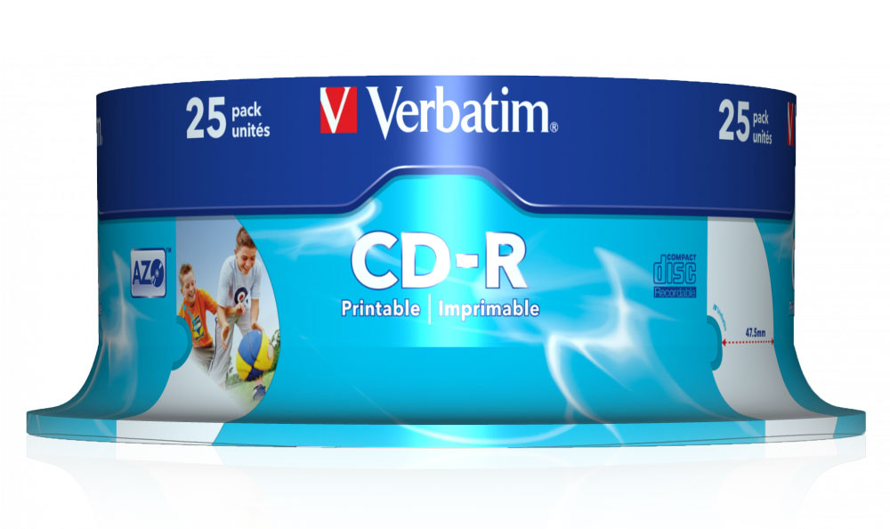 Диск CD-R 700Mb/80min 52x 25шт/уп. Cake Box Printable Verbatim - фото 2