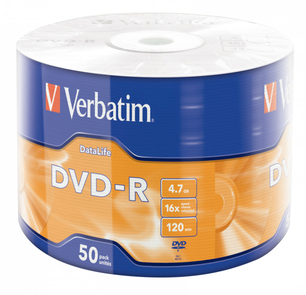 Диск DVD-R 4.7 Gb/120min 16x 50шт/уп. Bulk Verbatim - фото 1