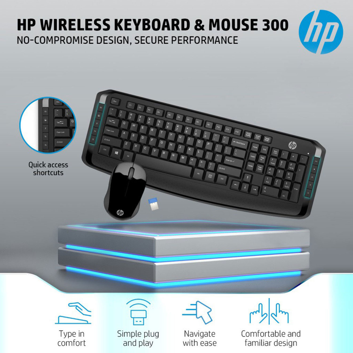 Набор беспроводный клавиатура + мышь HP 300, черн. HP - фото 6