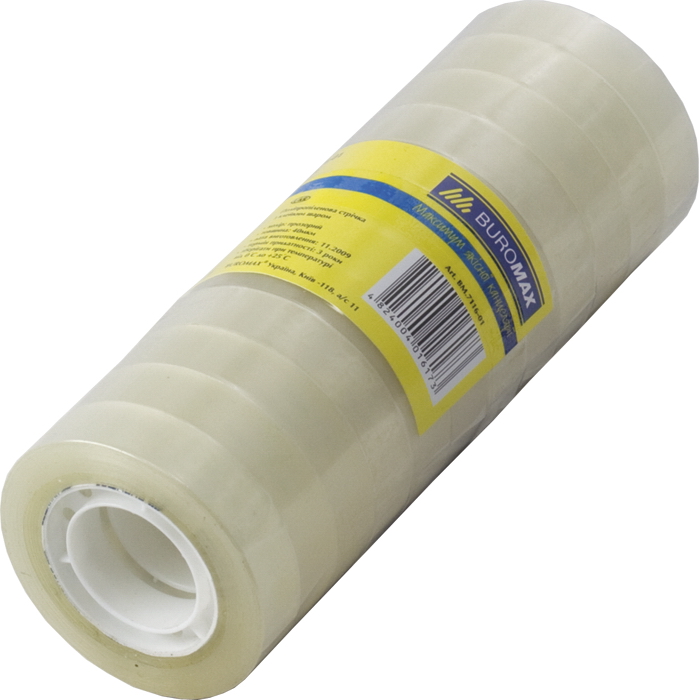 Клейка стрічка 12мм.*30м., 12шт/уп., прозор. BuroMax - фото 1