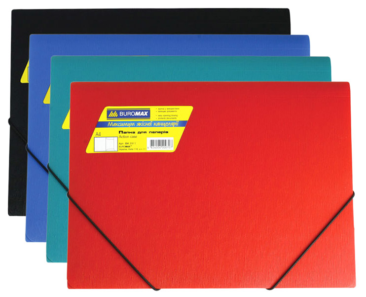 Папка на резинках А4, пластик, ассорт. BuroMax - фото 1
