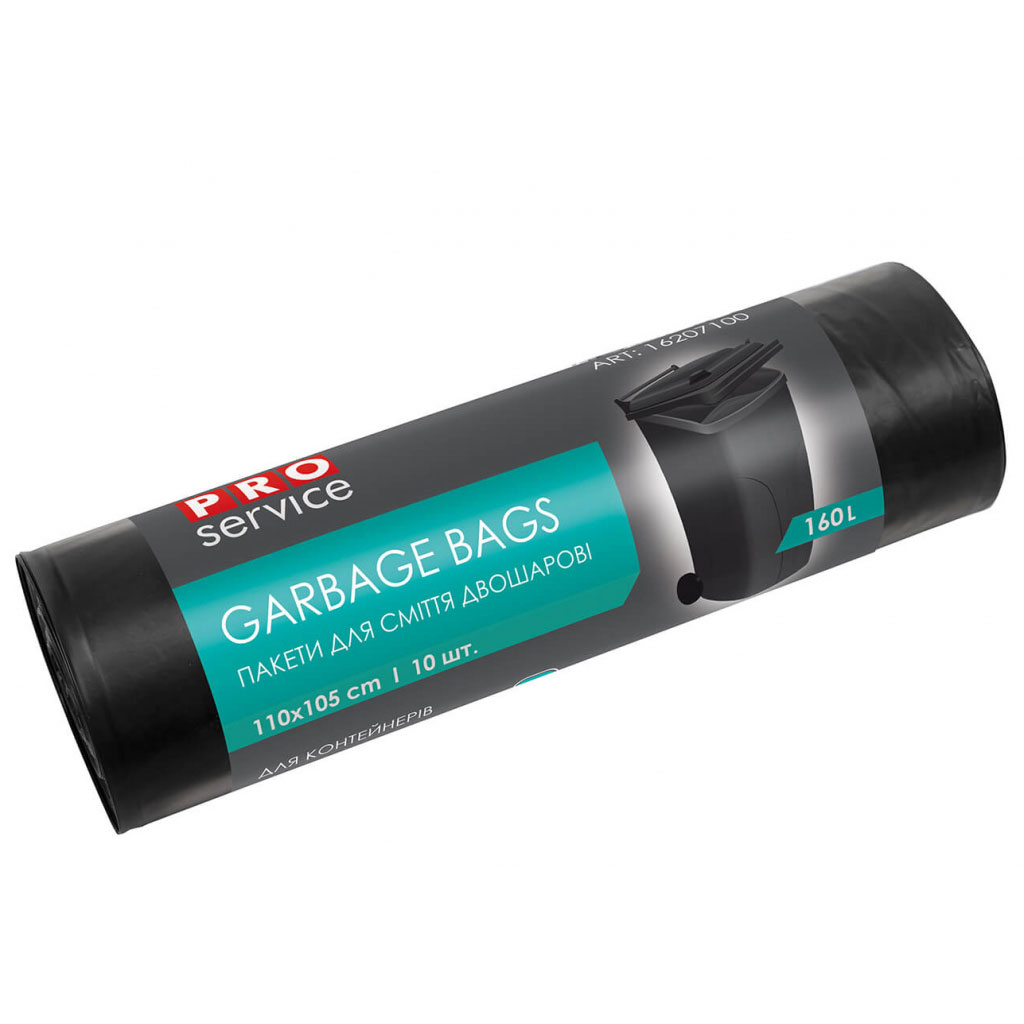 Мешок для мусора двуслойный на 160литров, 90*120см.*10шт., HD/LD, черн. (16207100) PROservice - фото 1