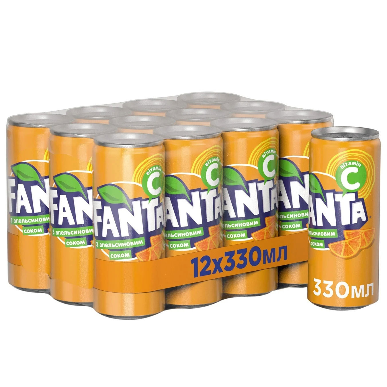 Вода Фанта Апельсин 0,33л., 12шт./уп., жестяная банка Fanta - фото 3