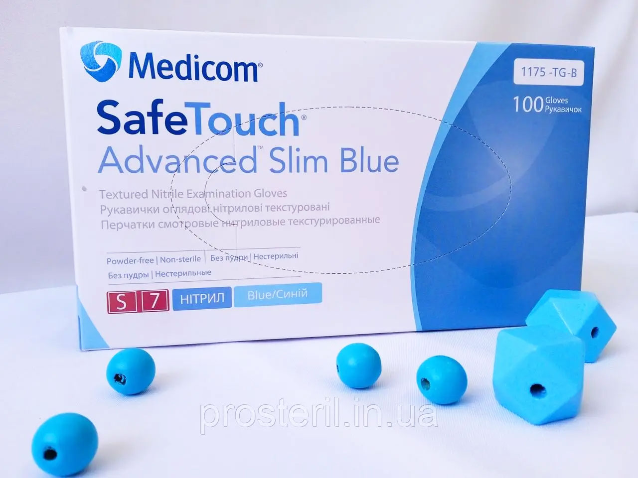 Рукавички нітрил. без пудри SafeTouch® Advanced™ Slim 1175-TG- B (3,6г), розм. S, 100шт./уп., блак., Medicom - фото 1