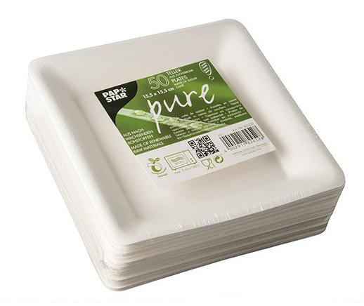 Тарілки одноразові 15,5*15,5см. без відділень 50шт/уп., біл. PapStar - фото 1