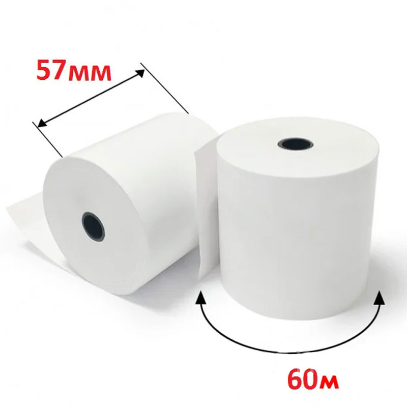 Кассовая лента 57,5мм.*60м., термо 1сл., 6шт/уп. Украина - фото 2