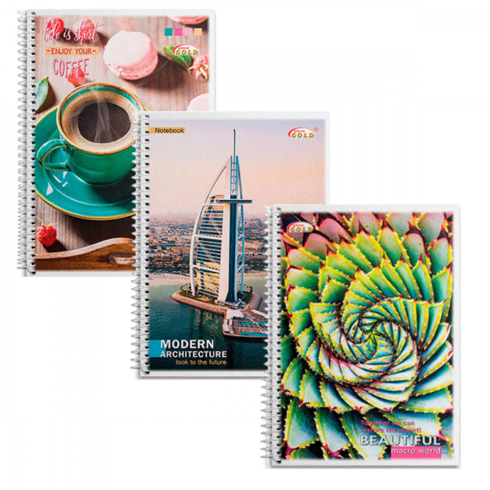 Зошит на спіралі А5, 80арк., клітинка Gold, м'яка обкладинка, асорті Бріск - фото 4