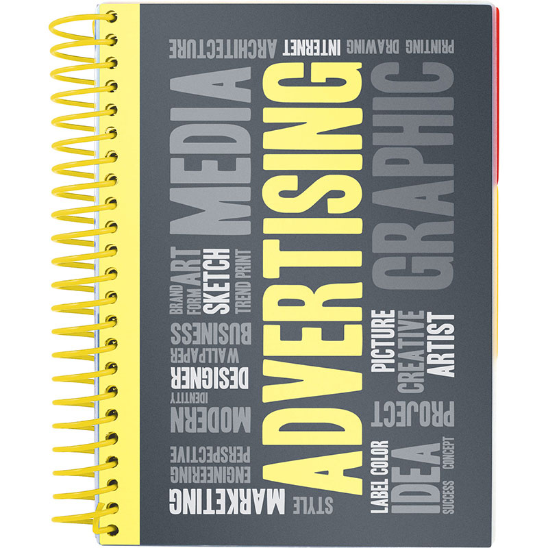 Зошит на спіралі А5, 120арк., з 3-ма розділювачами, клітинка, жовт. Axent - фото 1