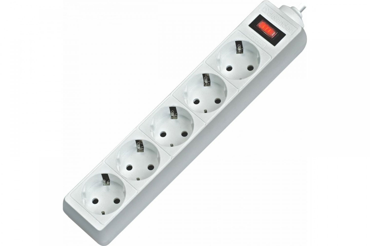 Фильтр-удлинитель 1,8 метра, 5 розеток с заземлением, выключатель с предохранителем, бел. Defender - фото 2