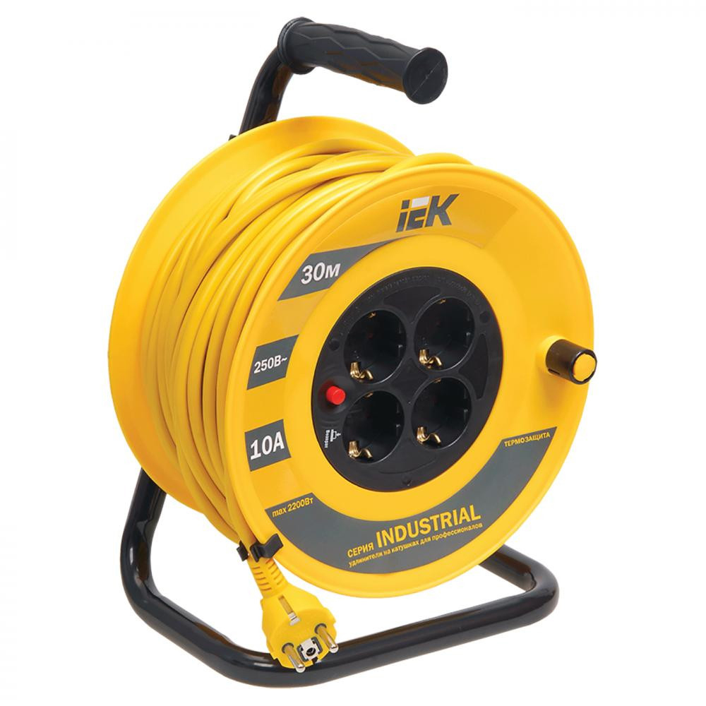 Фильтр-удлинитель Industrial 30,0м., термозащита, 3*1,5мм2, 4розетки IEK - фото 1