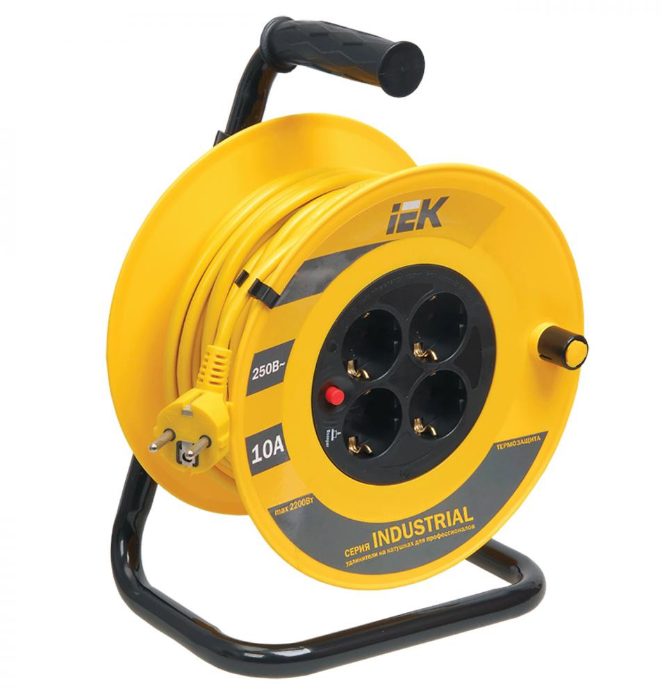 Фильтр-удлинитель Industrial 50,0м., термозащита, 3*1,5мм2, 4розетки IEK - фото 1