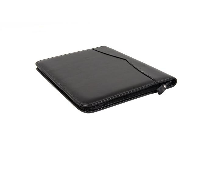Папка шкіряна на блискавці, для конференцій, з блокнотом, чорн. VIF - фото 1