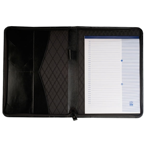 Папка шкіряна на блискавці, для конференцій, з блокнотом, чорн. VIF - фото 3