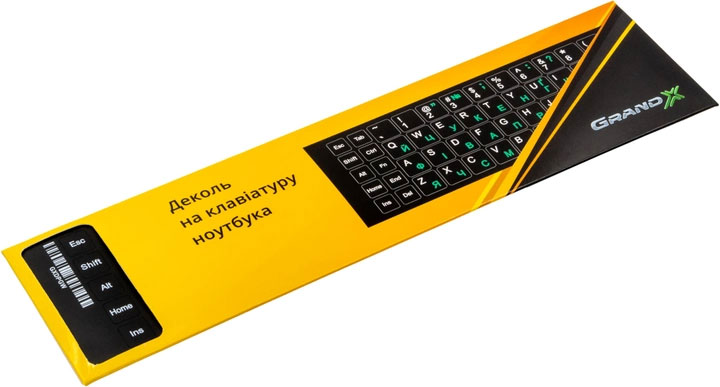 Наліпки на клавіатуру (російсько-англійський+українська) 68 keys Cyrillic green, зелен. Grand-X - фото 2
