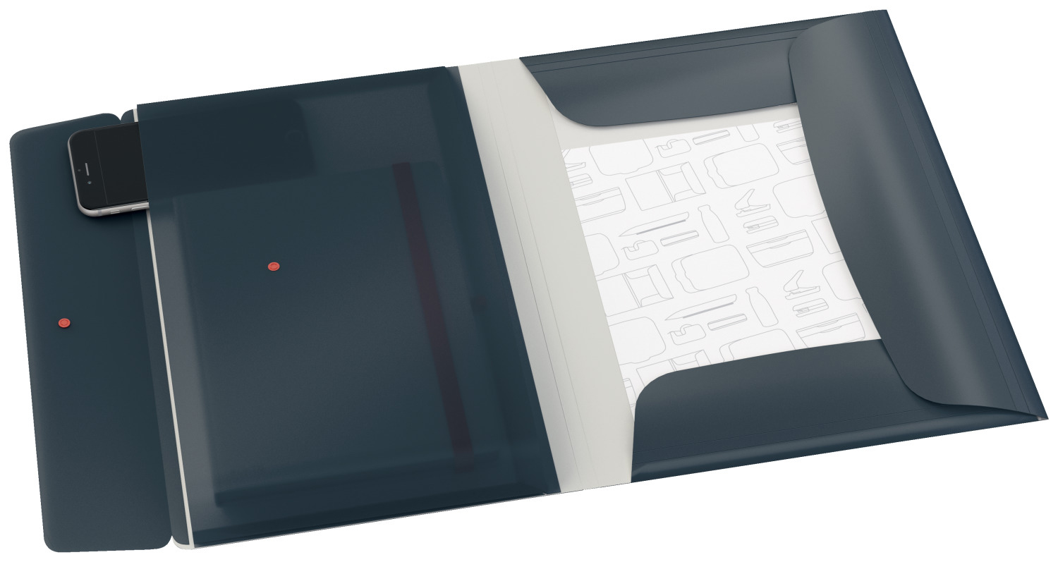 Папка на резинках Leitz Cosy, A4, PP, до 150л., с тремя клапанами, серый LEITZ - фото 3