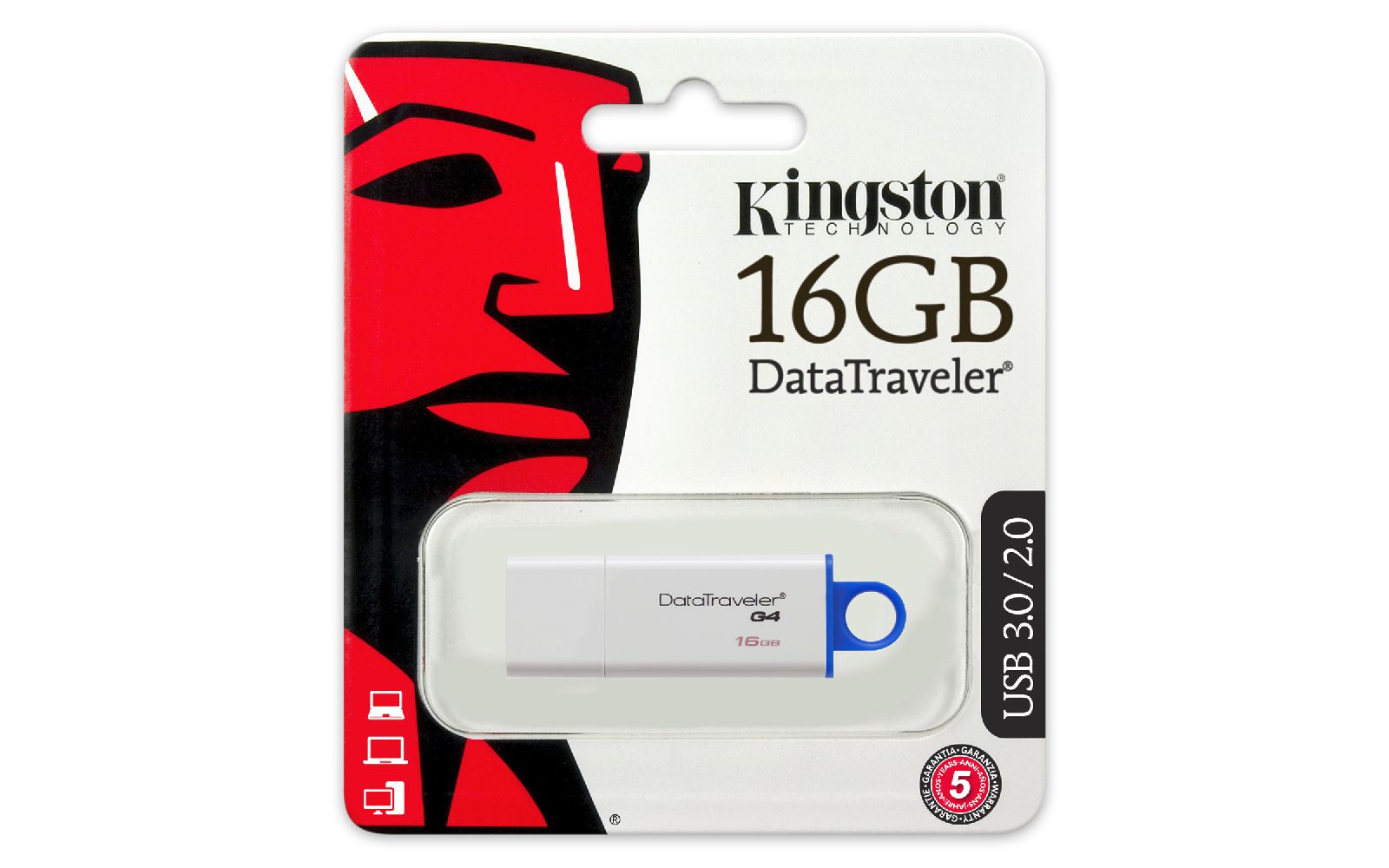 Флеш-пам'ять USB 3.0 Flash Drive 16Gb DTI Gen.4, пластик. корпус, біл. Kingston - фото 3