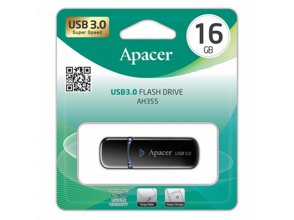 Флеш-память USB 3.1 Flash Drive 16Gb JetFlash AH355 моноблок, пластик, черн. APACER - фото 5