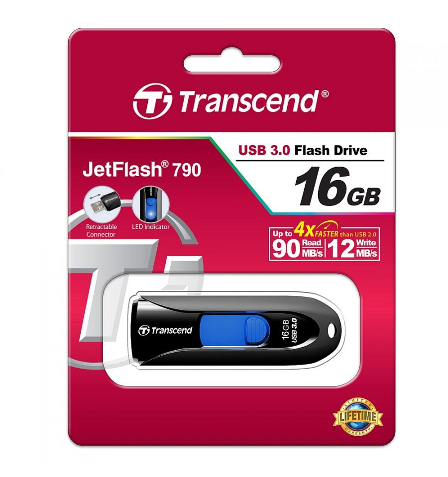 Флеш-пам'ять USB 3.0Flash Drive 16Gb JetFlash 790 слайдер, пластик. корпус, чорн. TRANSCEND - фото 4