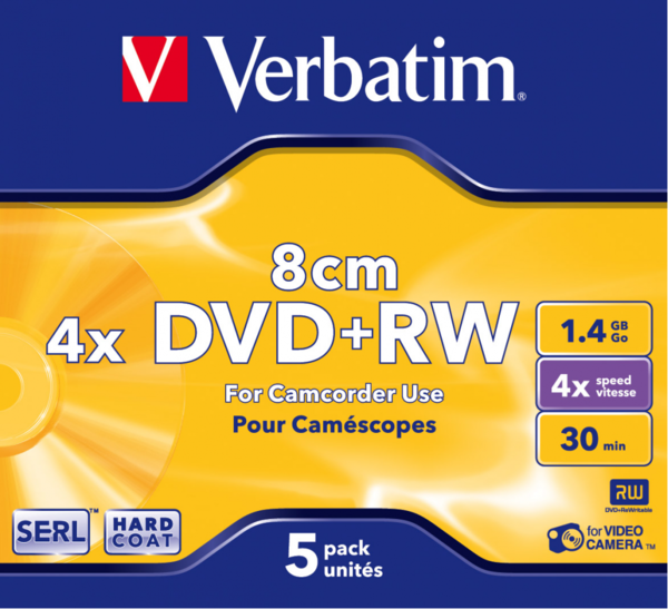 Диск DVD+RW 1.4 Gb/30min 4x, HardCoat, 5шт/уп. Verbatim - фото 2