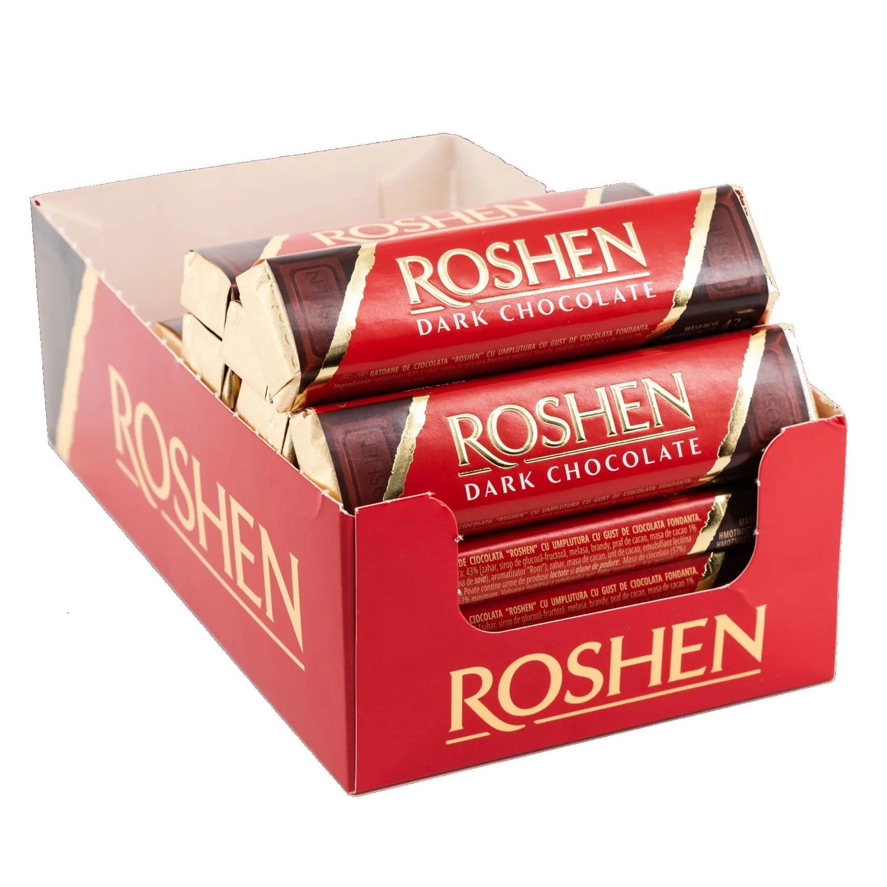 Батончик Dark Chocolate из черного шоколада с помадно-шоколадной начинкой, 43г. Roshen - фото 3