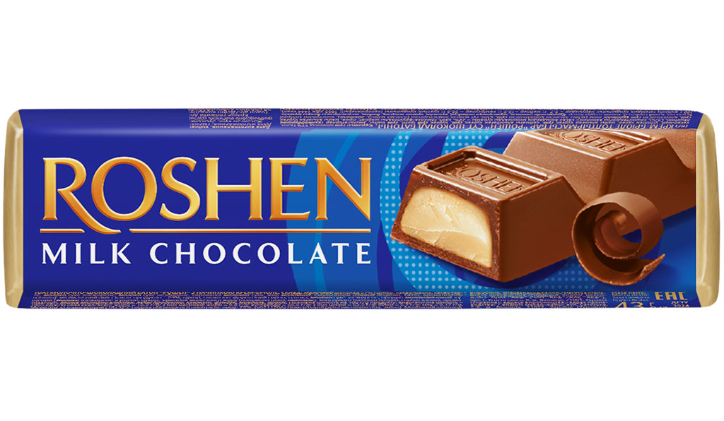 Батончик MILK CHOCOLATE  молочно-шоколадний з начинкою крем-брюле, 43г. Roshen - фото 2
