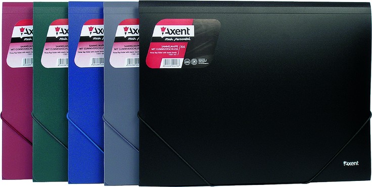 Папка на резинках А4, пластик, бордо Axent - фото 1