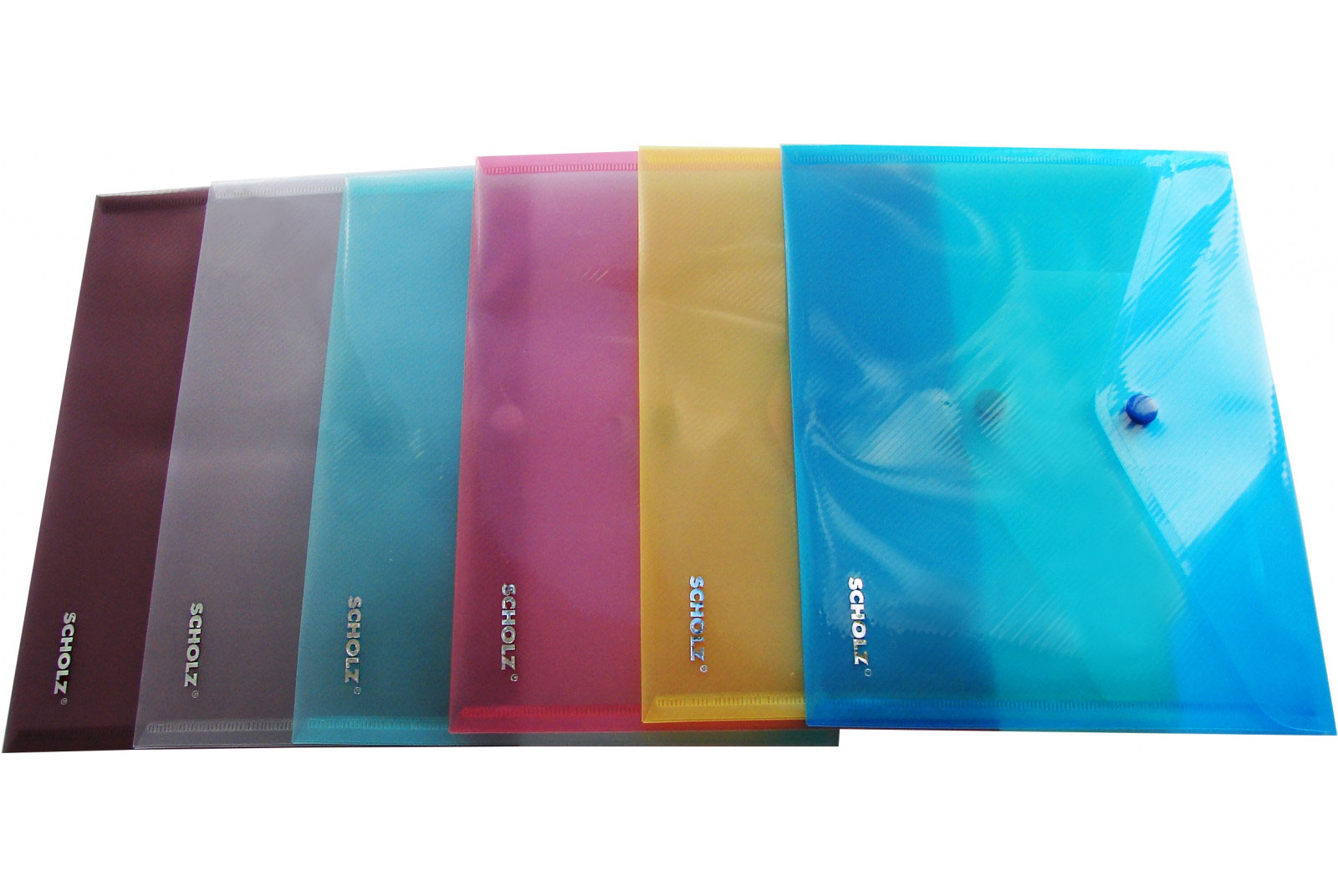 Папка-конверт на кнопці В5+ (210*285мм.), прозора, товщина 180мкм., асорті Scholz - фото 1