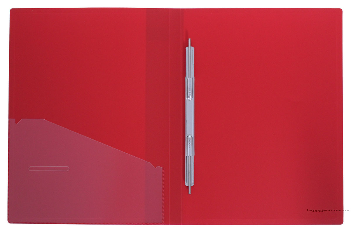 Папка зі швидкозшивачем та бічною кишенею, 20мм., пластик, черв. Scholz - фото 1