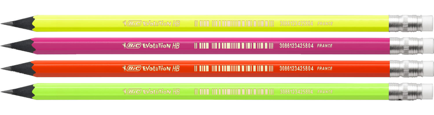 Карандаш простой графитный с резинкой HB ECO Evolution Fluo, пластиковый корпус Bic - фото 3