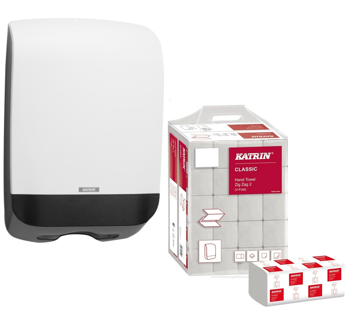 Диспенсер для полотенец Inclusive Hand Towel M, C-Fold, Non Stop, One Stop и Zig Zag, бел. (90168) Katrin - фото 3