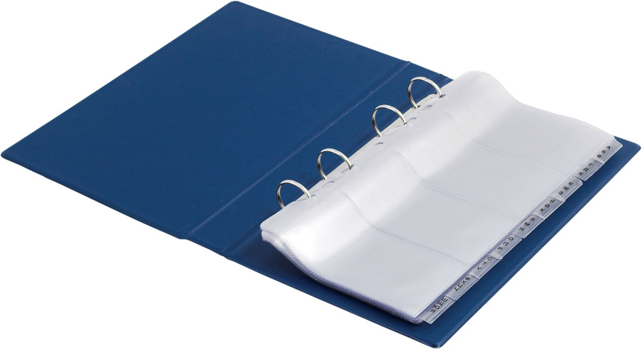 Візитниця на кільцях 200 візиток, вінілова обкладинка, з алфавітним розділювачем, син. BuroMax - фото 2
