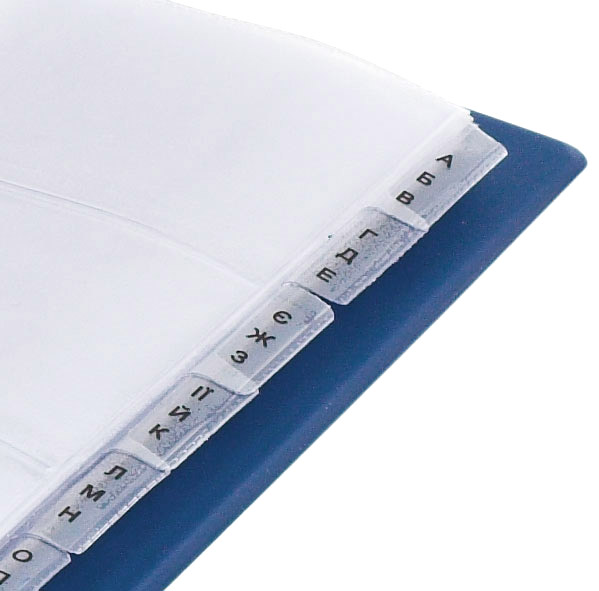 Візитниця на кільцях 200 візиток, вінілова обкладинка, з алфавітним розділювачем, син. BuroMax - фото 3