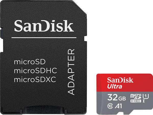 Карта памяти microSDHC 32Gb (Ultra A1 C10 UHS-I 98MB/s) + переходник SD Sandisk - фото 1