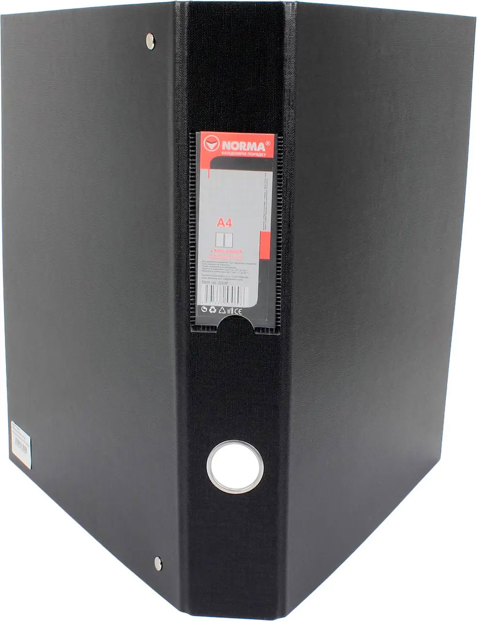 Папка А4, 50мм., 4кільця, картон PVC покриття, чорн. NORMA - фото 4