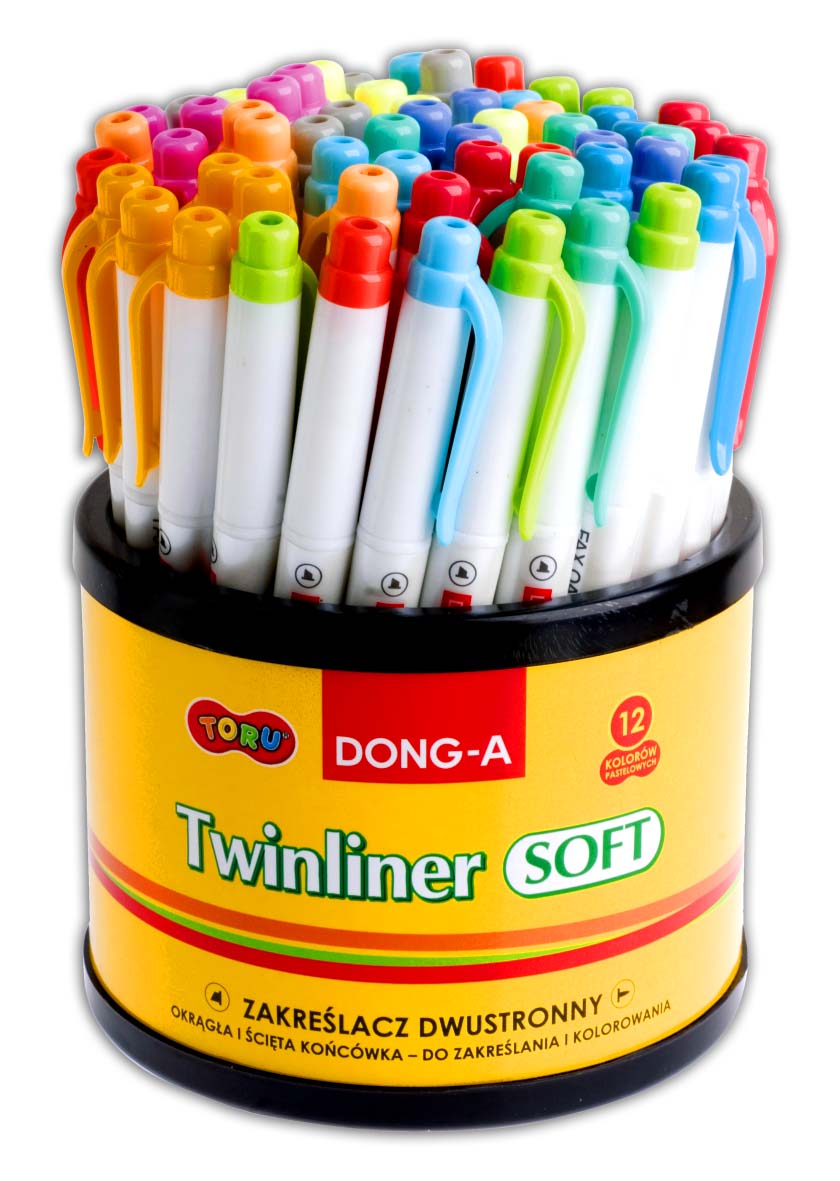 Маркер текстовий 0,9-4мм., двосторонній, пастельний, дисплей 60шт./уп., асорті Dong-A - фото 1