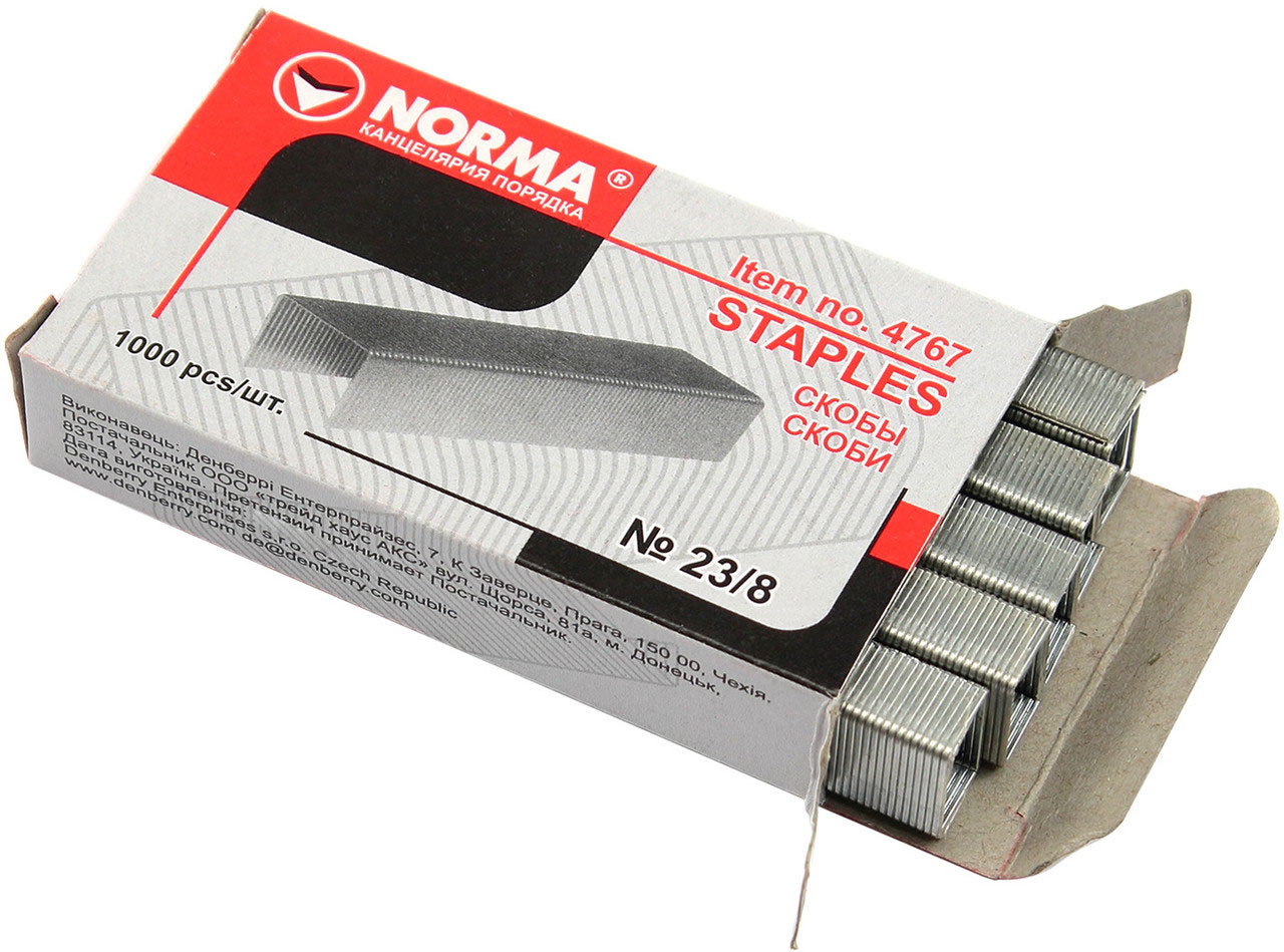 Скоби для степлера 23/8, 1000шт./уп. NORMA - фото 2