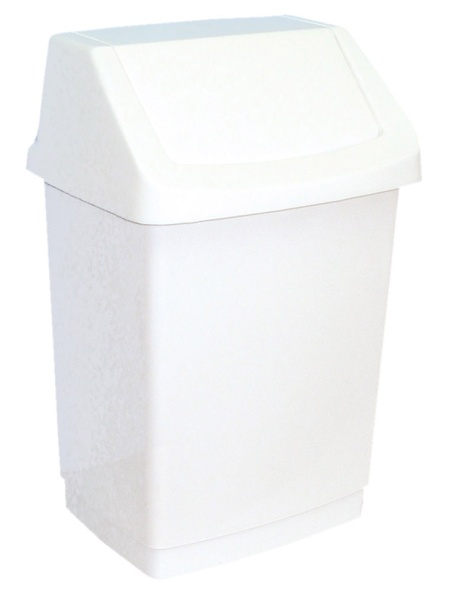 Кошик для сміття з поворотною кришкою, 50л., пластиковий біл. Польща - фото 1