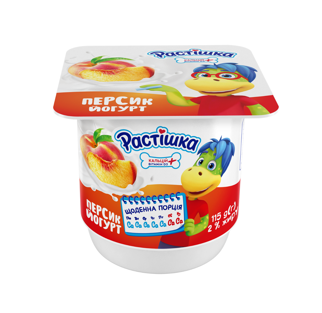 Йогурт Растишка 2% стакан 115г., Персик DANON - фото 1