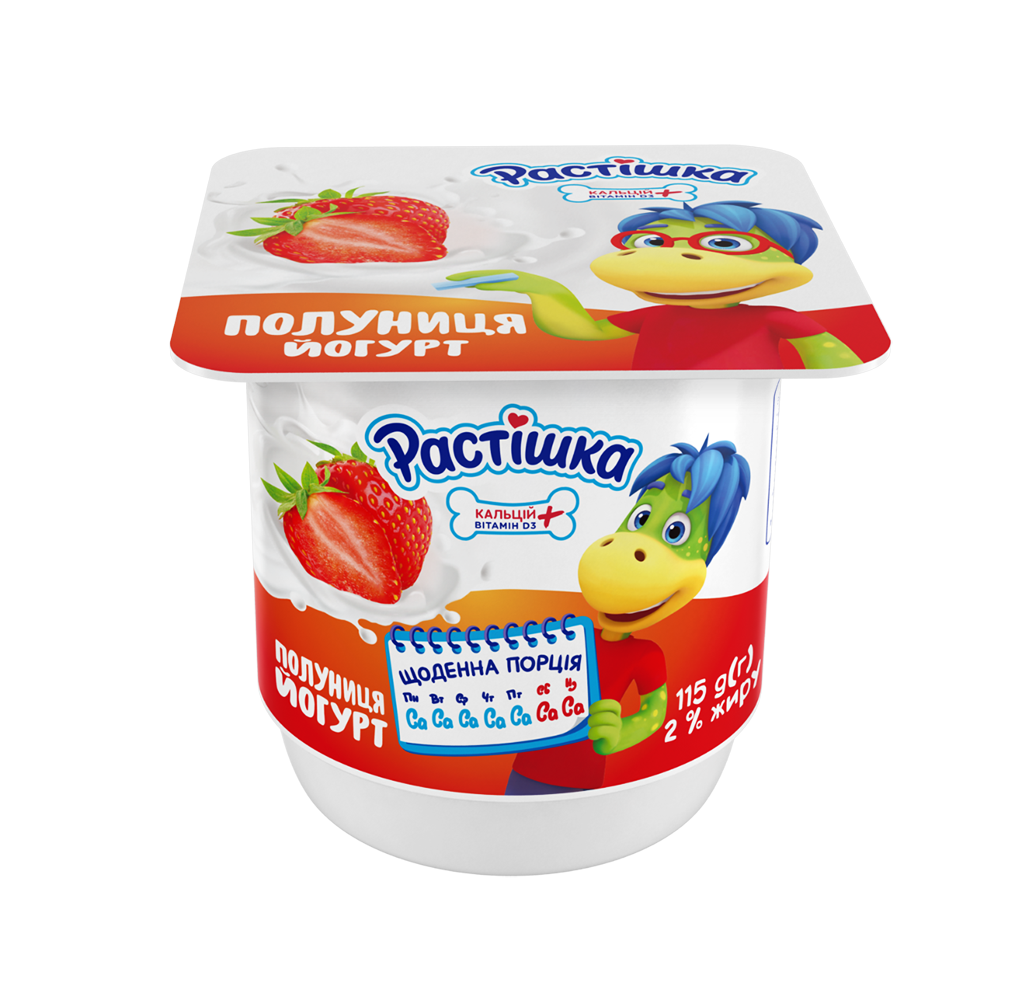 Йогурт Растишка 2% стакан 115г., Клубника DANON - фото 1