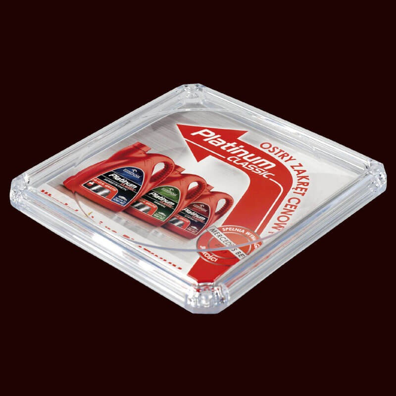 Підставка для монет (монетниця) ПЕРФЕКТ, пластик, 174*174*22 мм, вставка 154*154мм., прозор. Польща - фото 1