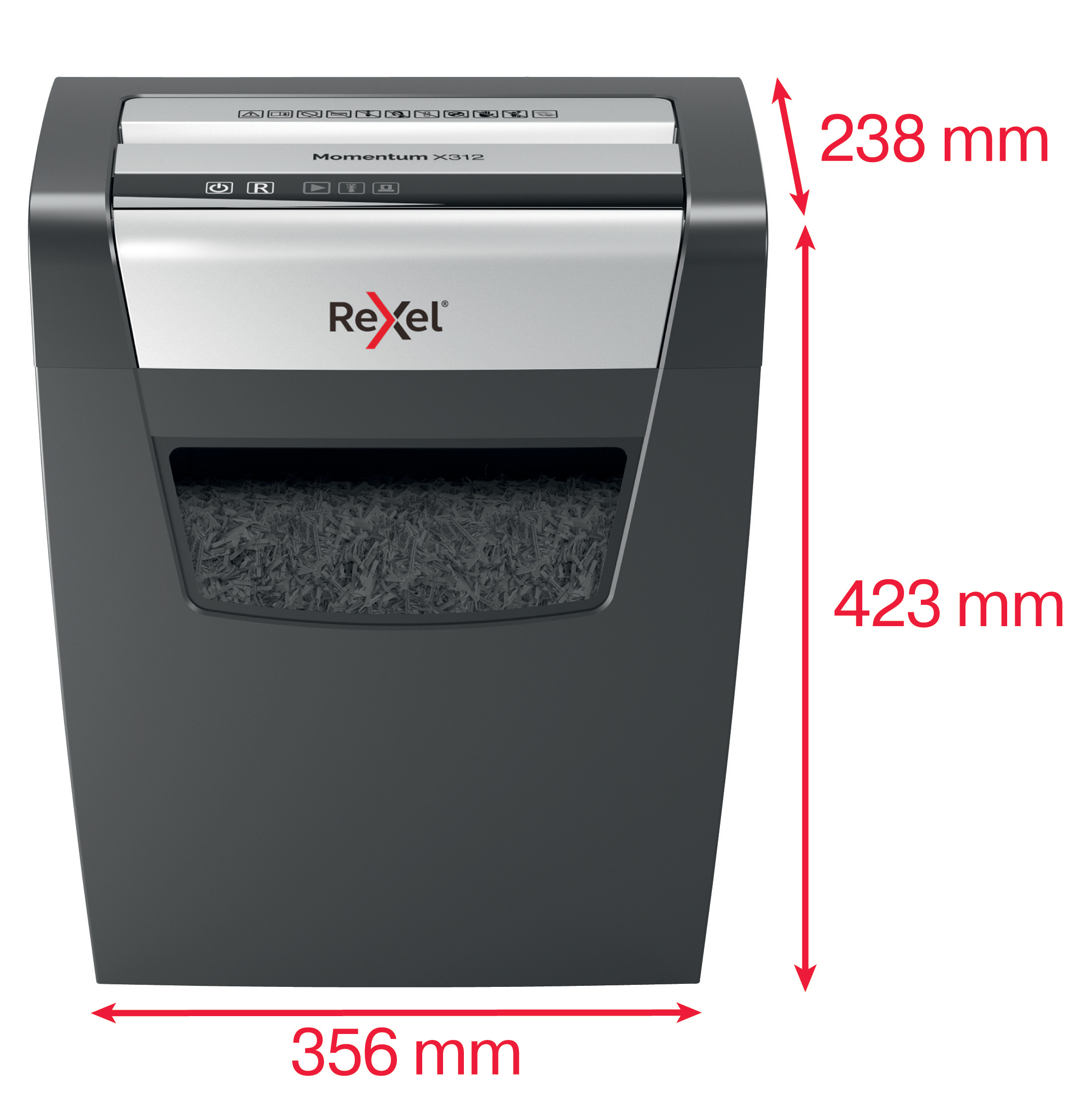 Знищувач документів Momentum X312  P3 12лист., поперечна різання, корзина 23л Rexel - фото 3