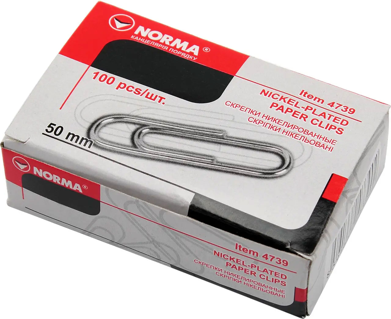 Скрепки 50мм., никель., круглые, рельефные, 100шт., картон. уп. NORMA - фото 1