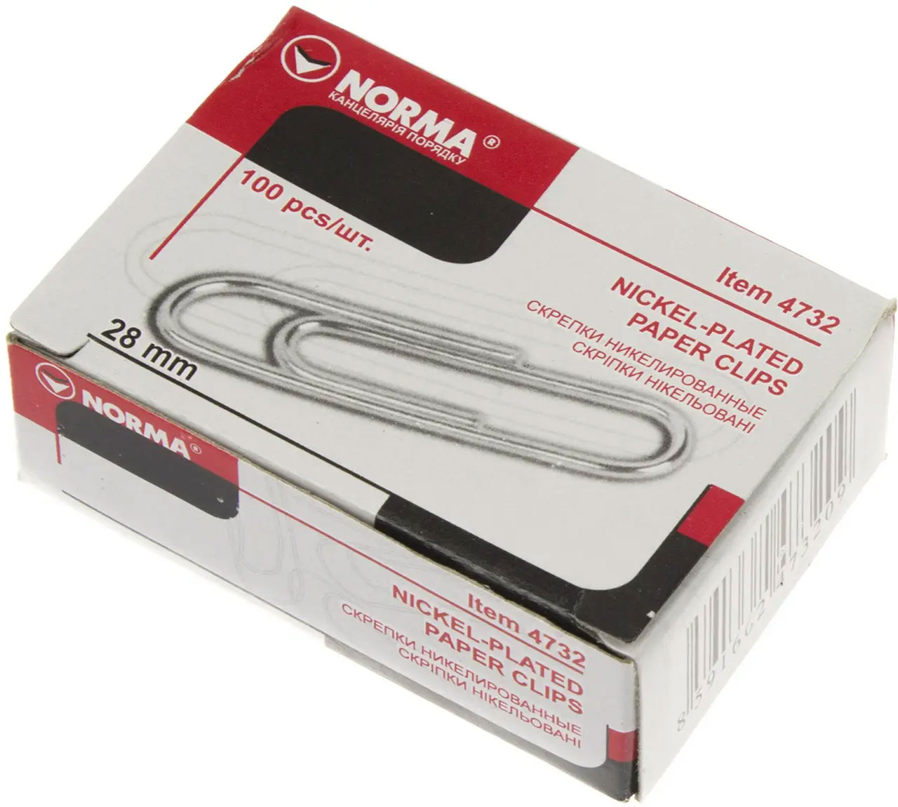 Скрепки 28мм., никель., круглые, 100шт., картон. уп. NORMA - фото 1