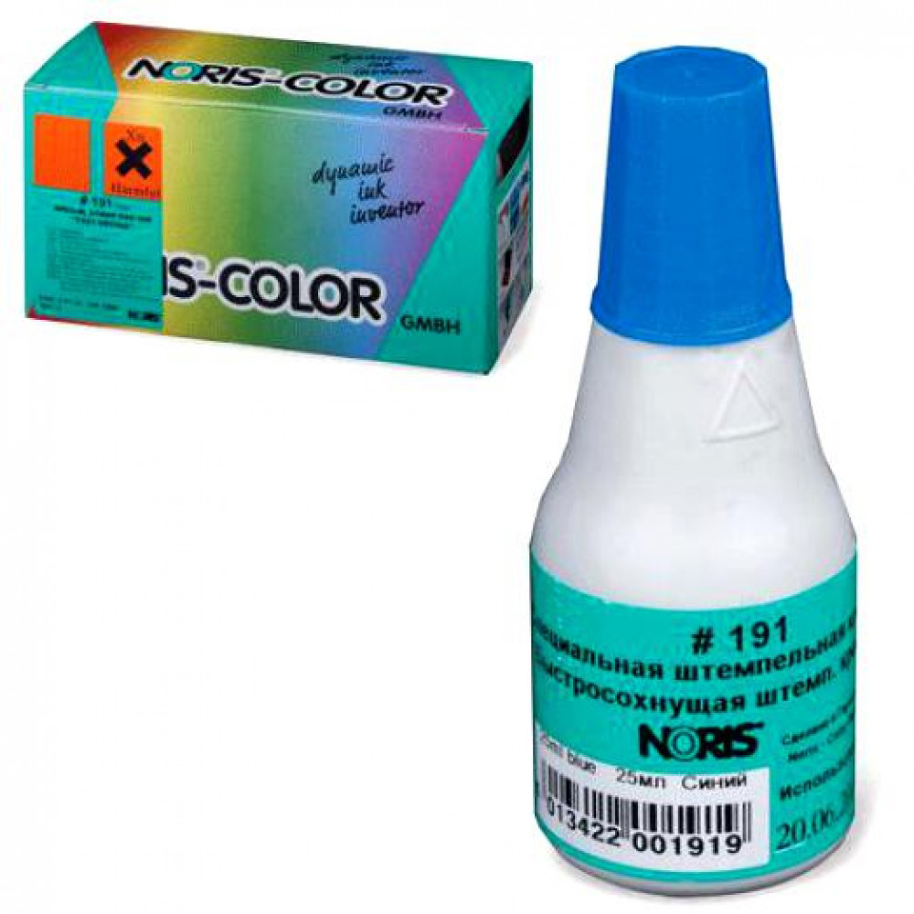 Штемпельная краска быстросохнущая универсальная на спиртовой основе 191, 25мл., син. Noris - фото 4