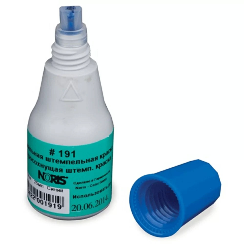 Штемпельная краска быстросохнущая универсальная на спиртовой основе 191, 25мл., син. Noris - фото 5