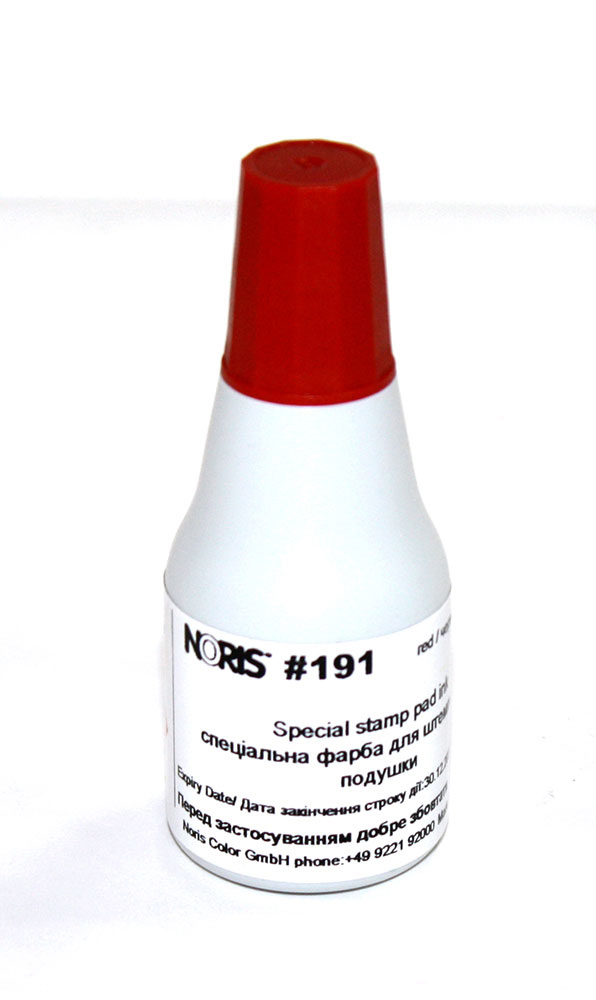 Штемпельна фарба швидкосохнуча універсальна на спиртовій основі 191, 25мл., черв. Noris - фото 4